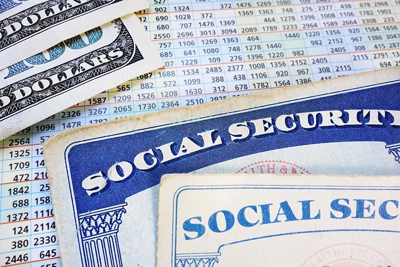 social security card with money