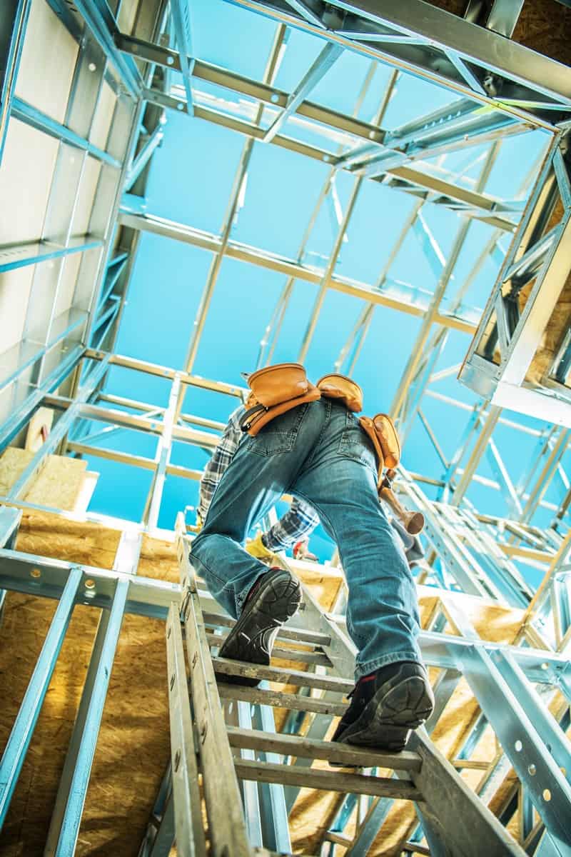 Worker up a ladder