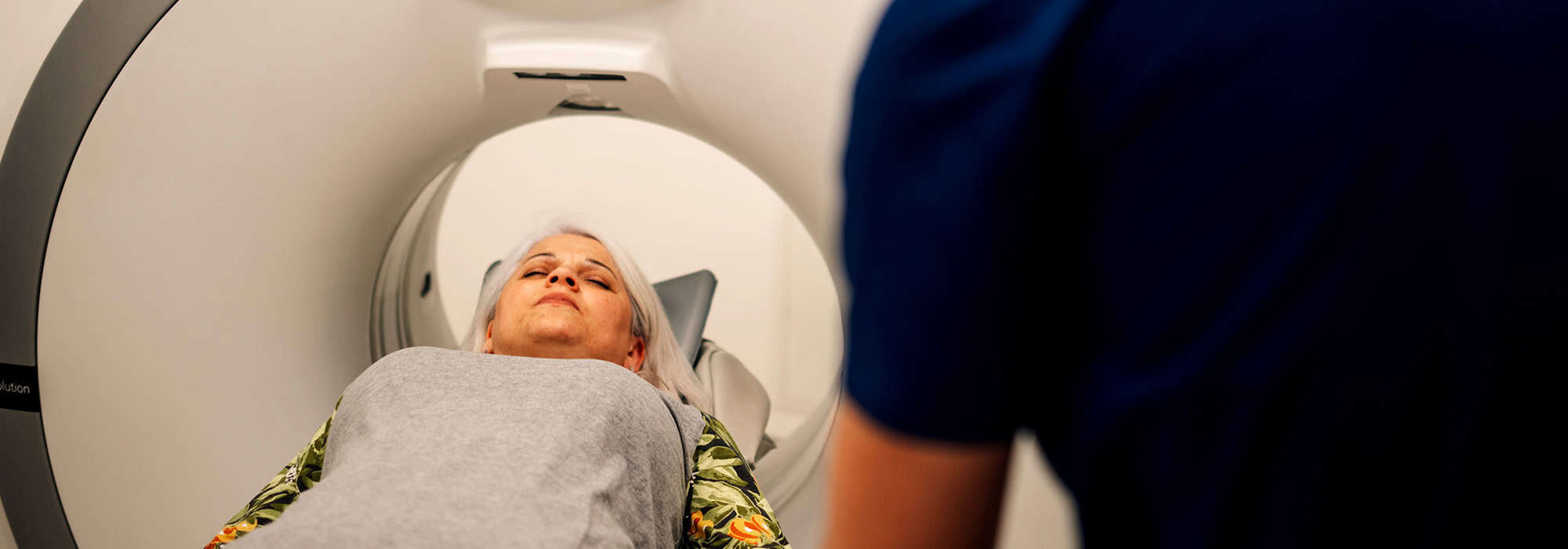 Woman getting mri brain scan