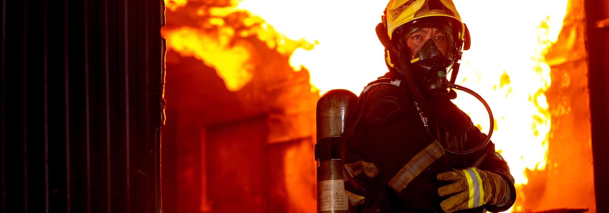 Firefighter at the scene of a fire