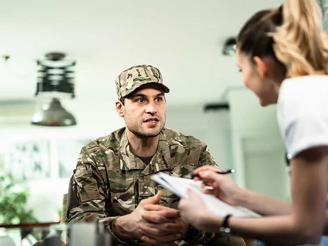 Military man getting a medical evaluation