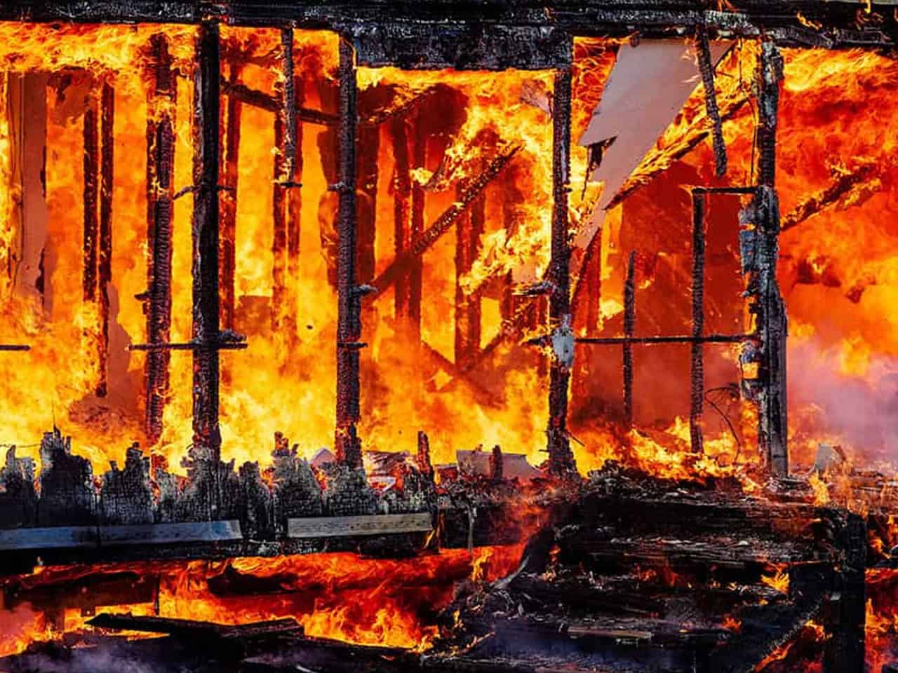Remains after a house fire