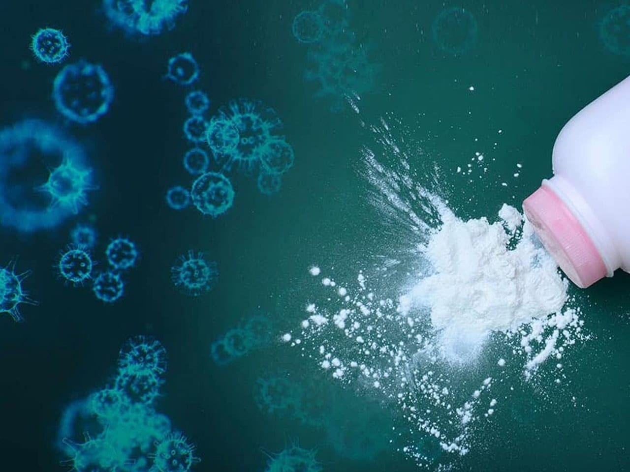 Talcum powder spilled on table