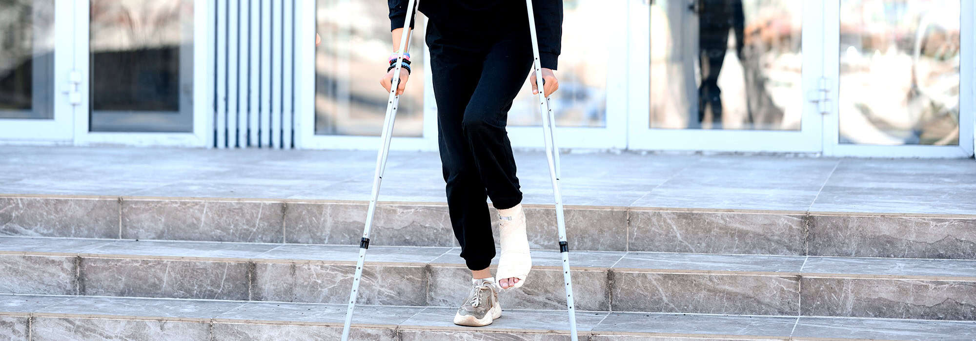 Young woman with an ankle injury