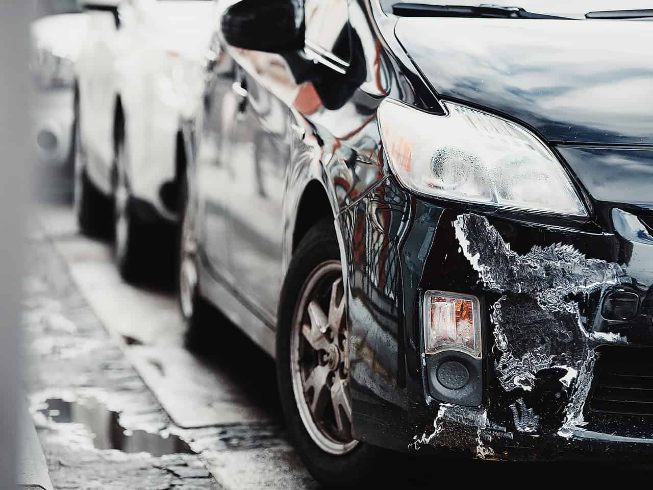 Car with front end damage
